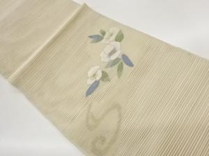 絽綴れ流水に花葉模様織出し名古屋帯